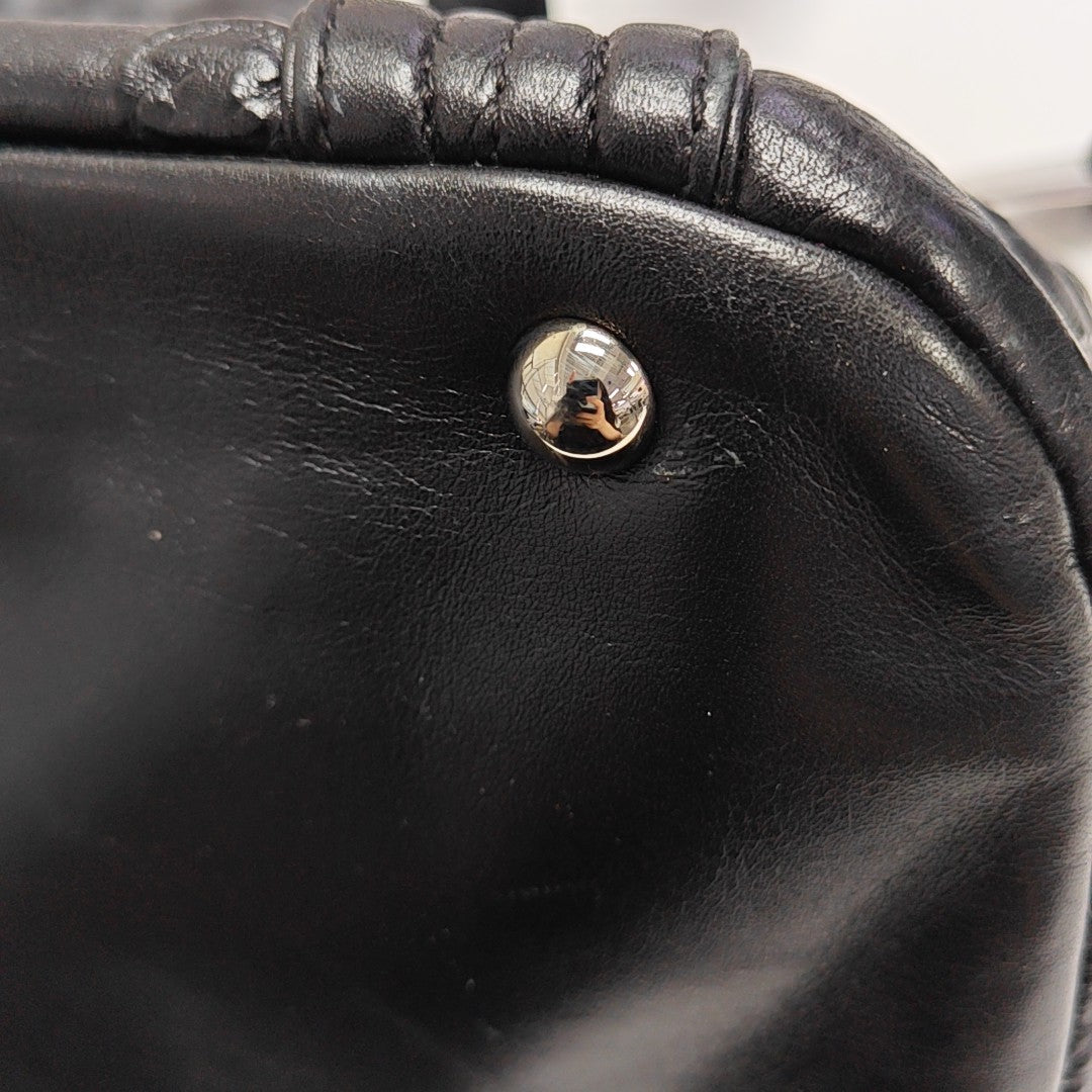Calfskin Top Handle Bag Black