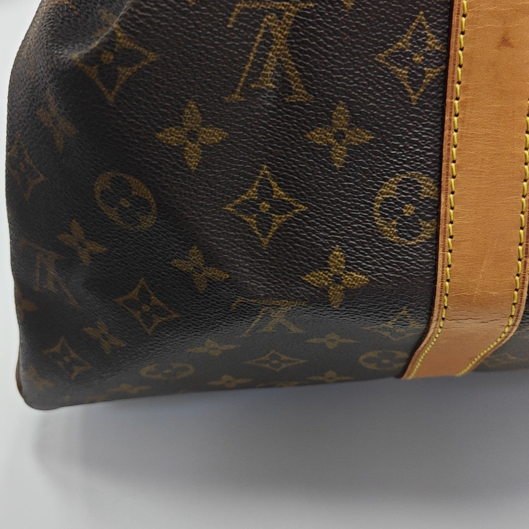 KEEPALL 45 Monogram Coated Canvas Brown
