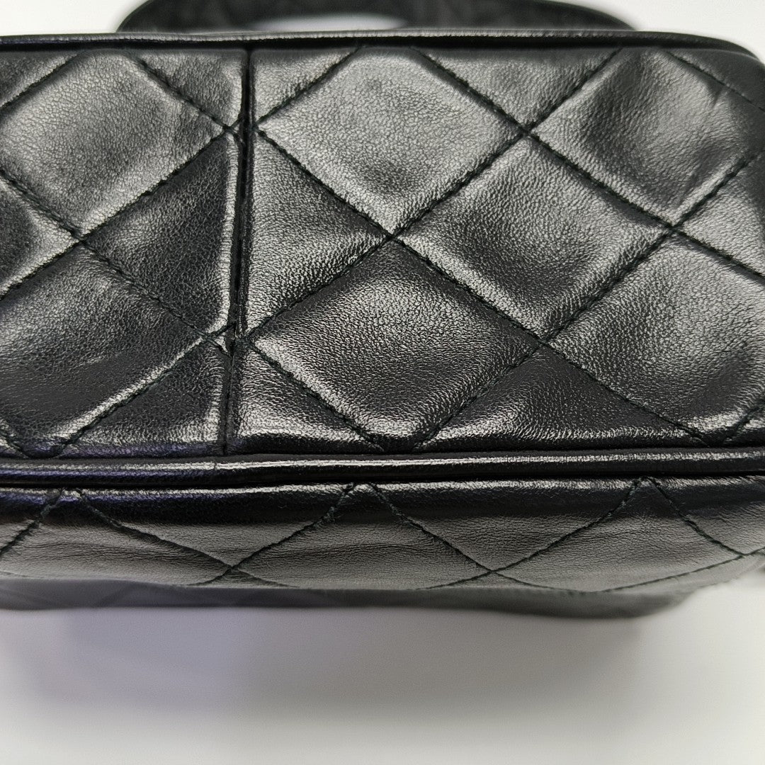 Quilted Lambskin Shoulder Bag Black