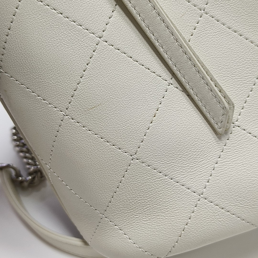 Quilted Calfskin Shoulder Bag White