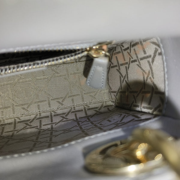 Lady Dior Mini Cannage Lambskin Gray