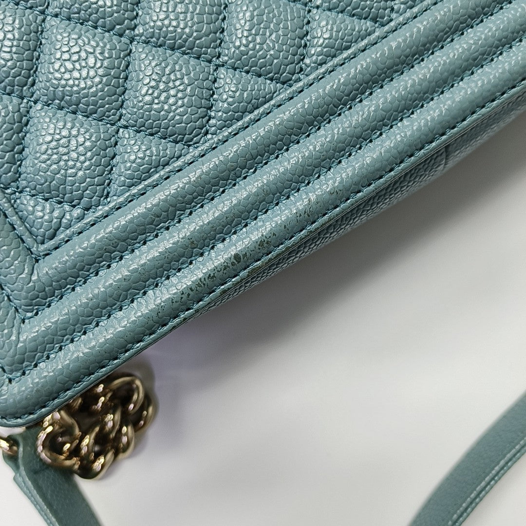 BOY CHANEL Medium Quilted Grained Calfskin Blue