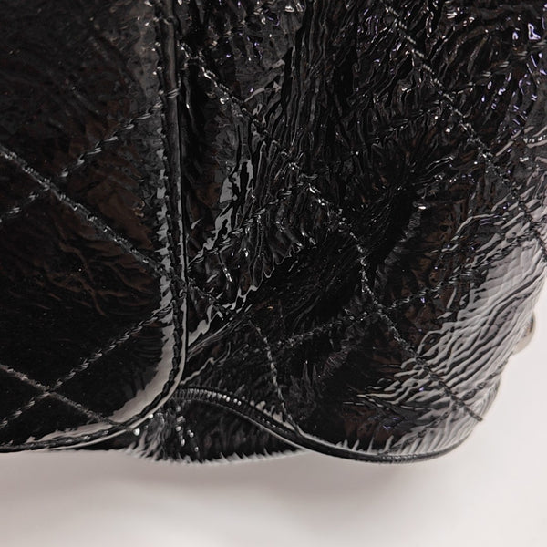 Quilted Patent Leather Shoulder Bag Black
