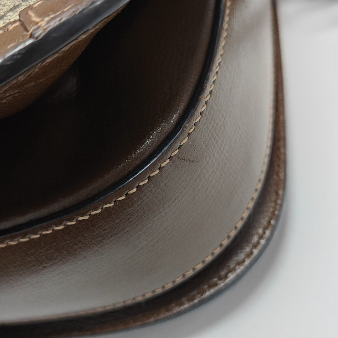 Horsebit 1955 Medium Monogram Coated Canvas Beige