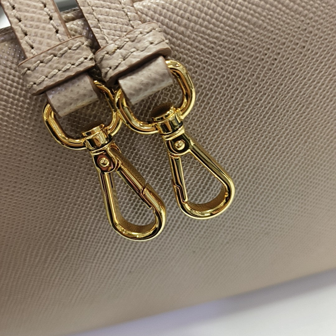Double Medium Saffiano Calfskin Beige