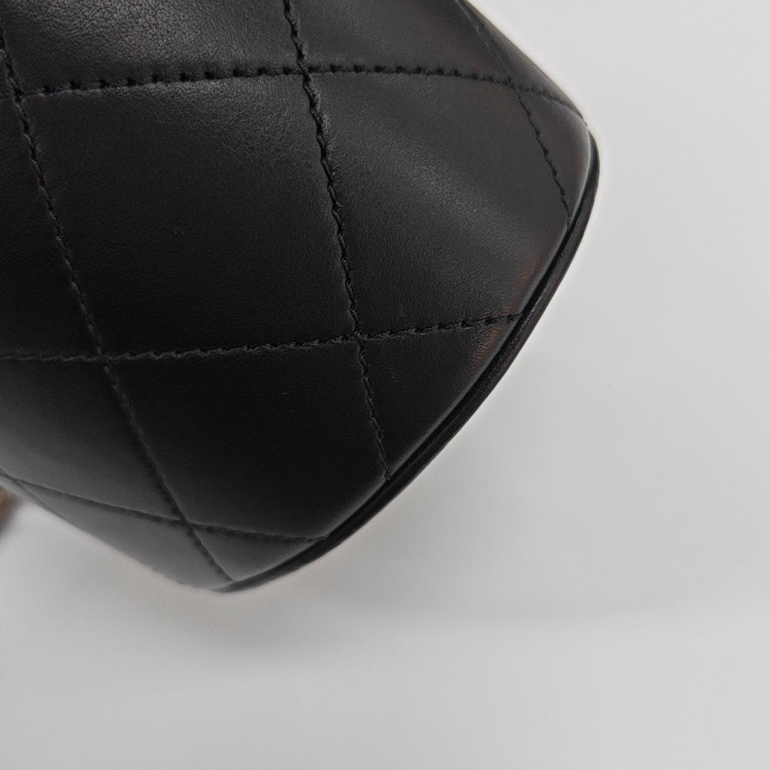 Quilted Calfskin Bucket Bag Black
