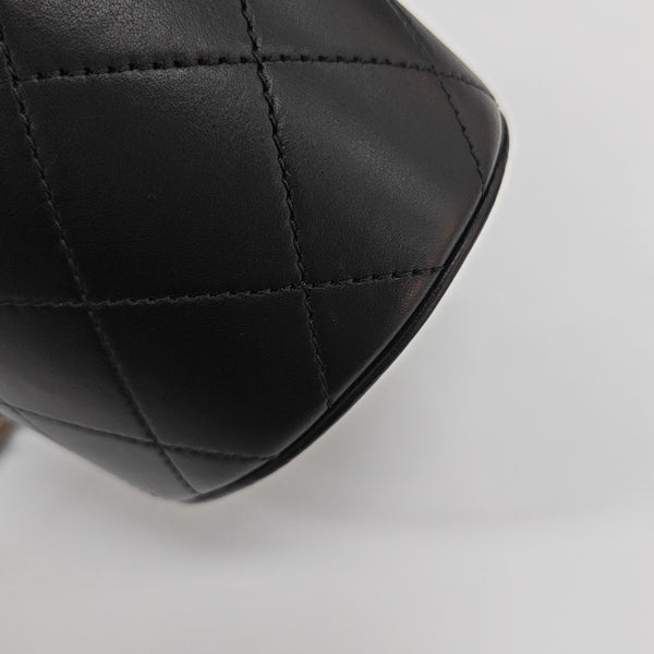 Quilted Calfskin Bucket Bag Black