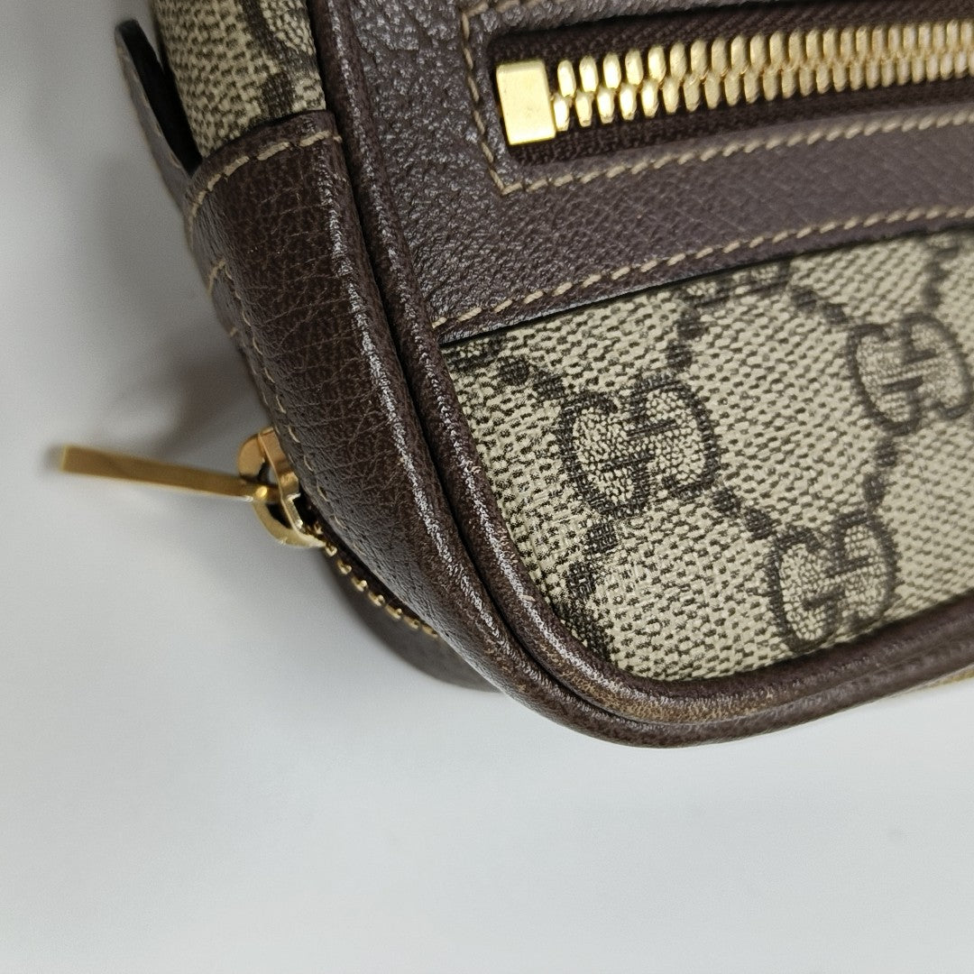 Ophidia Small Monogram Coated Canvas Beige