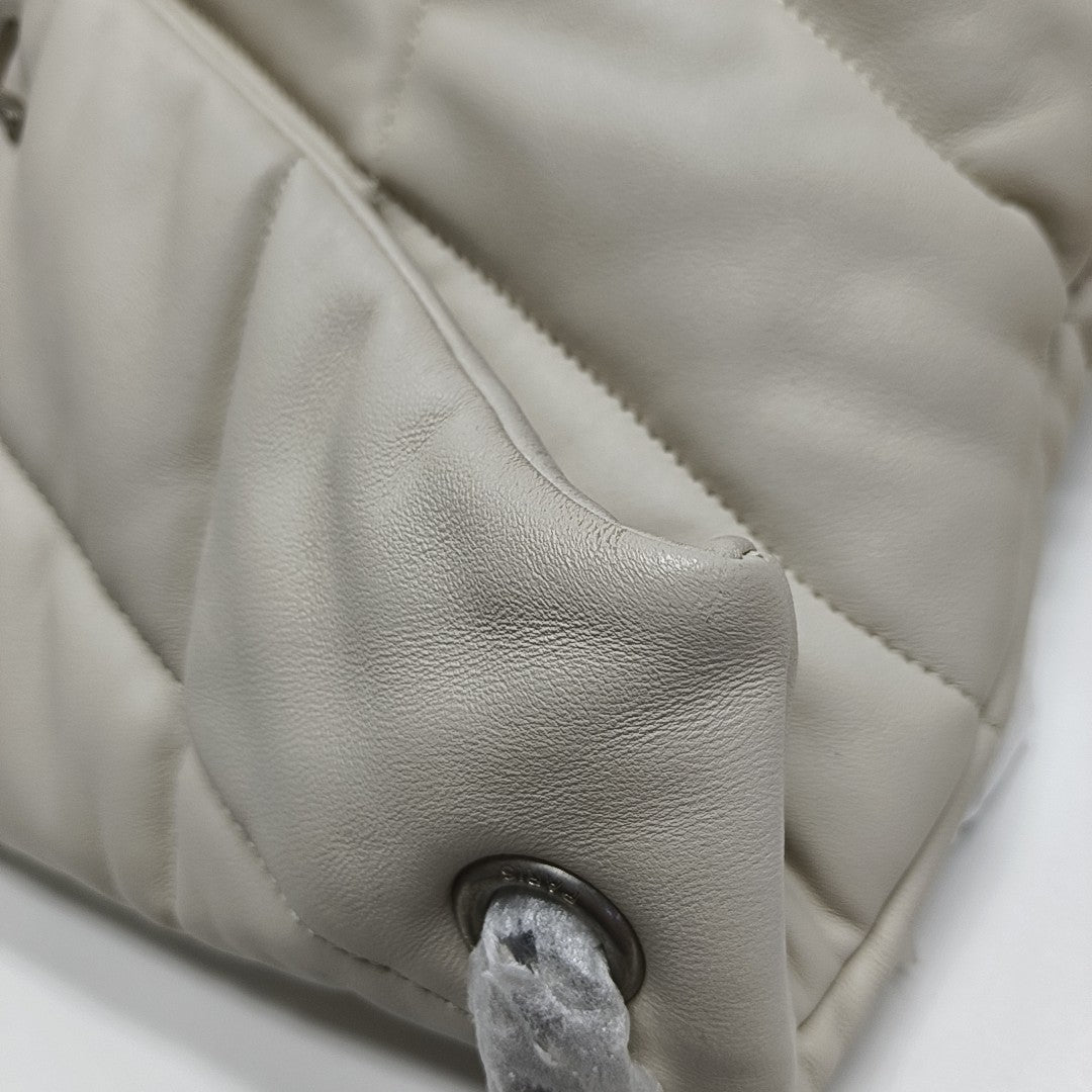 LOULOU Medium Quilted Lambskin White