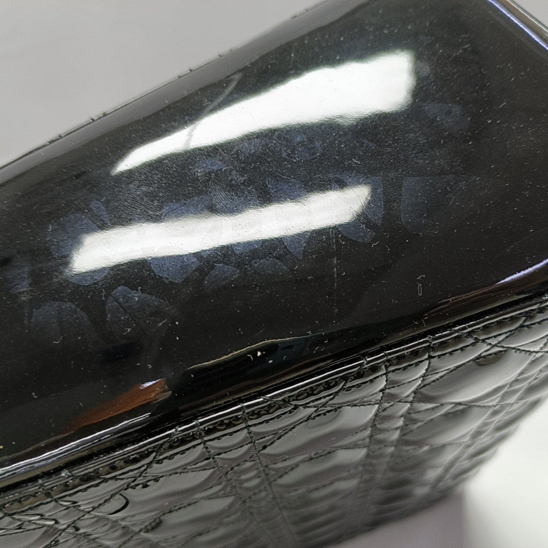 Lady Dior Large Cannage Patent Leather Black