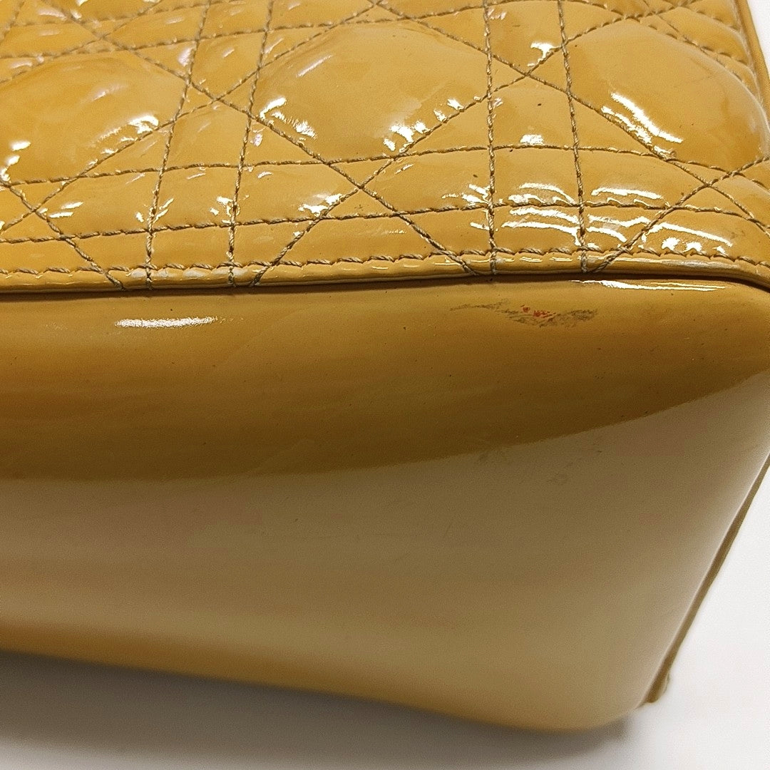 Lady Dior Medium Cannage Patent Leather Yellow