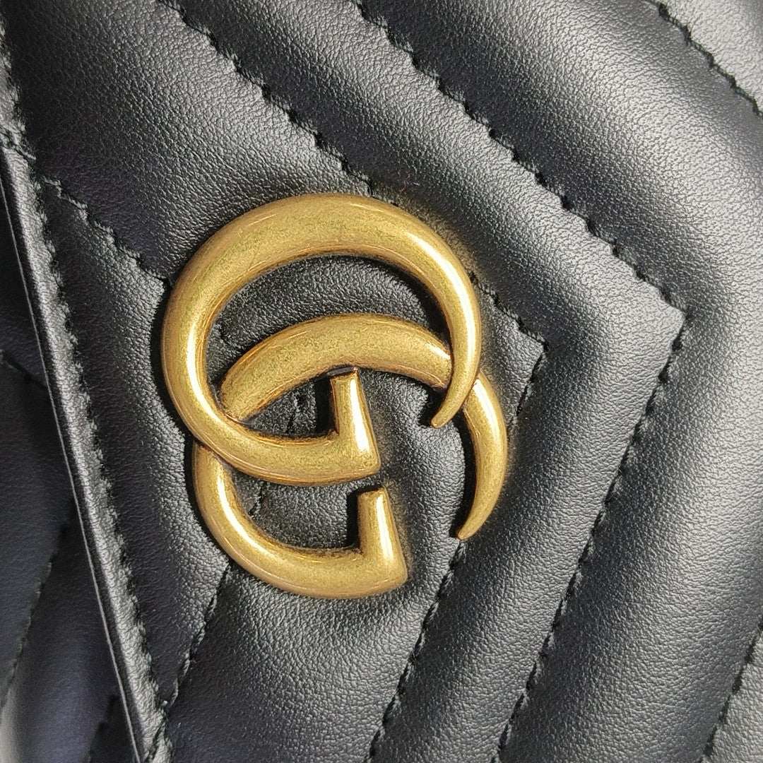 GG Marmont Super Mini Quilted Calfskin Black Wallet