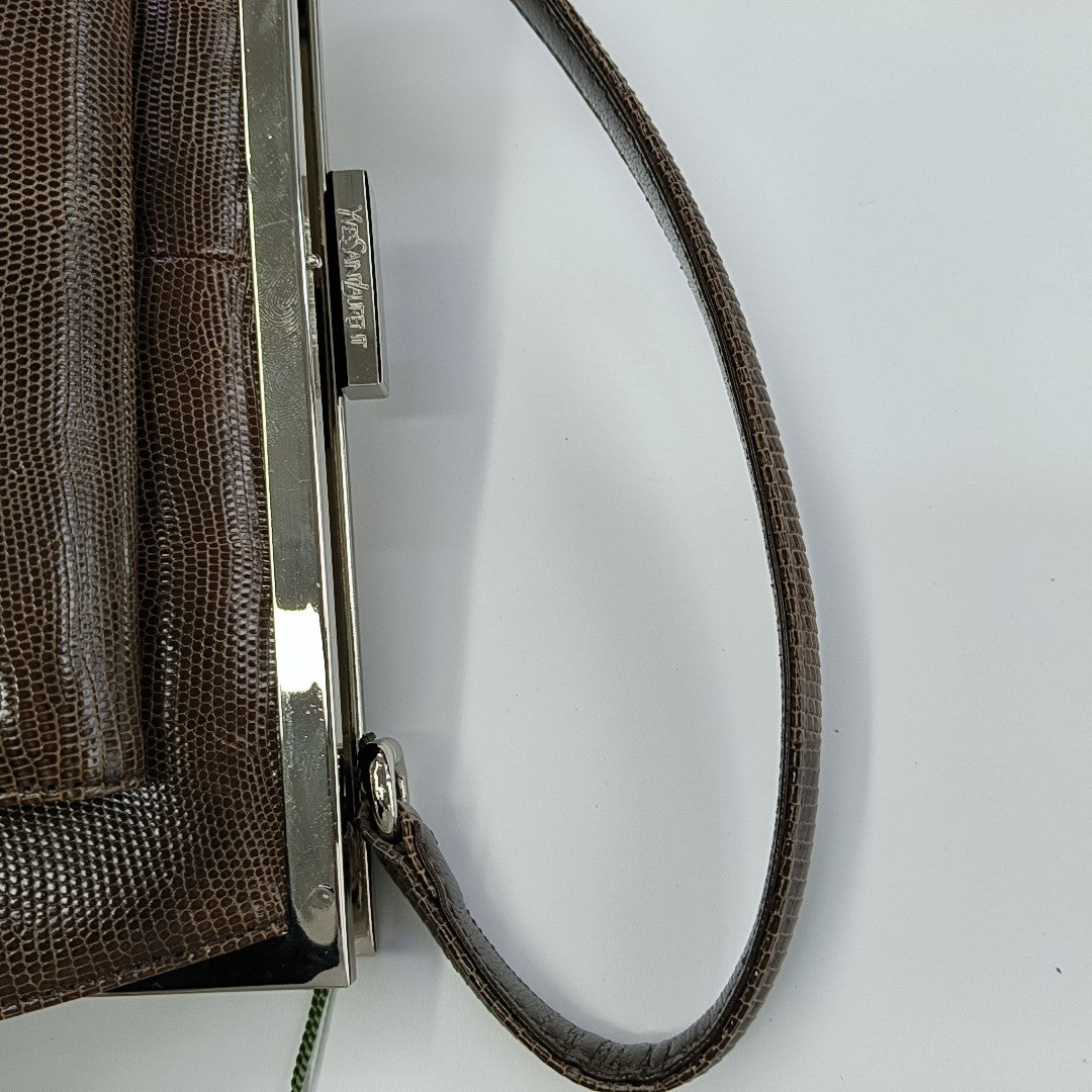 Lizard Top Handle Bag Brown