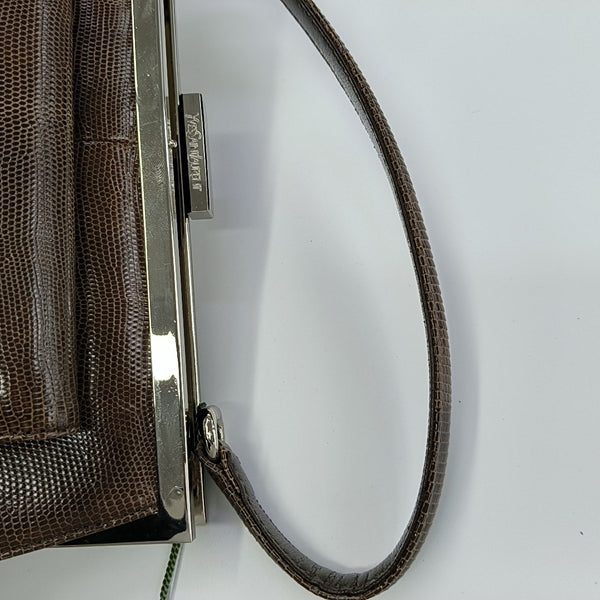 Lizard Top Handle Bag Brown