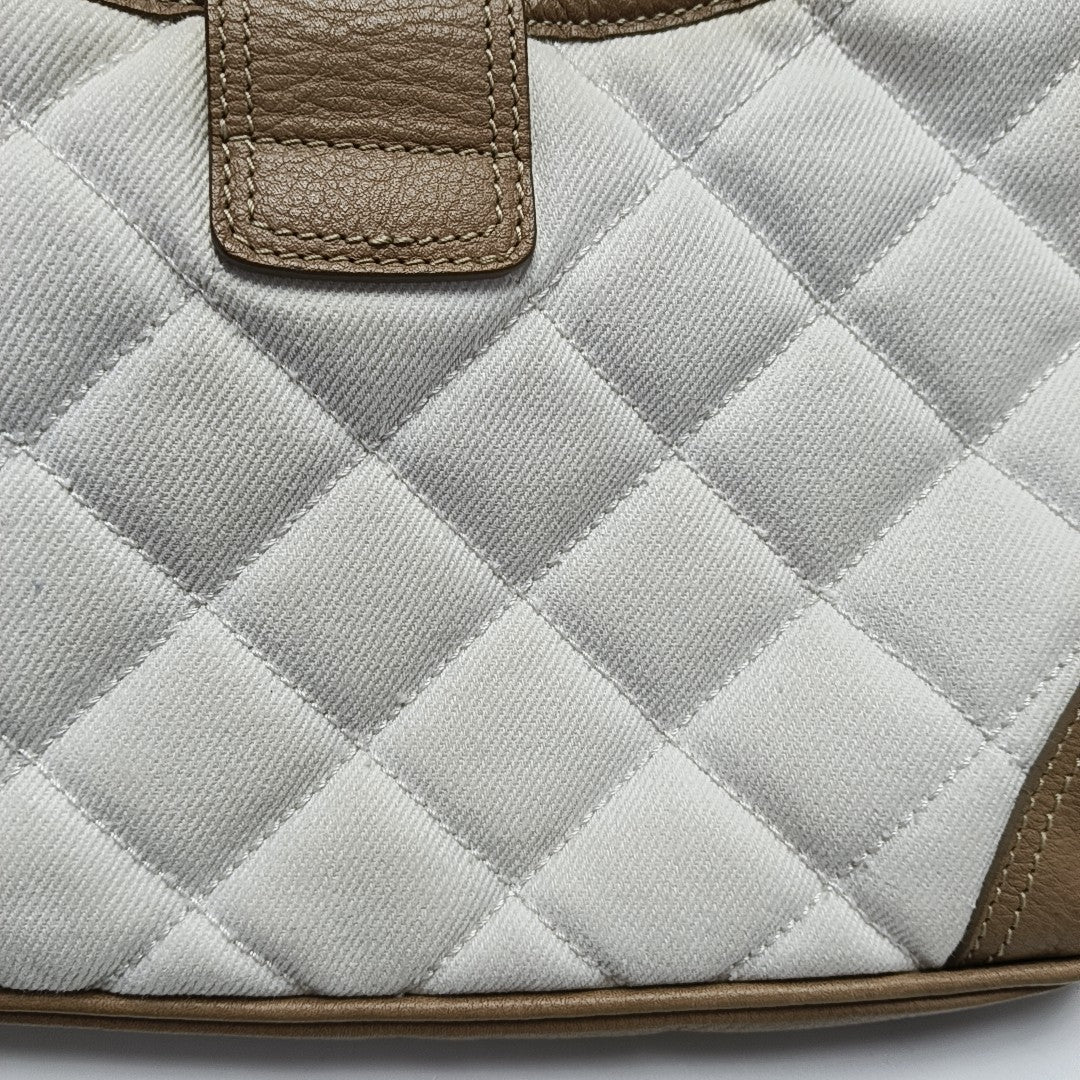 Quilted Canvas Shoulder Bag White