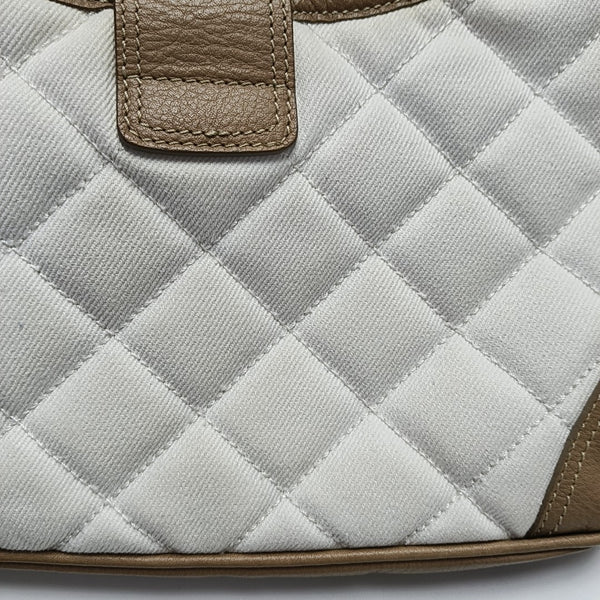Quilted Canvas Shoulder Bag White