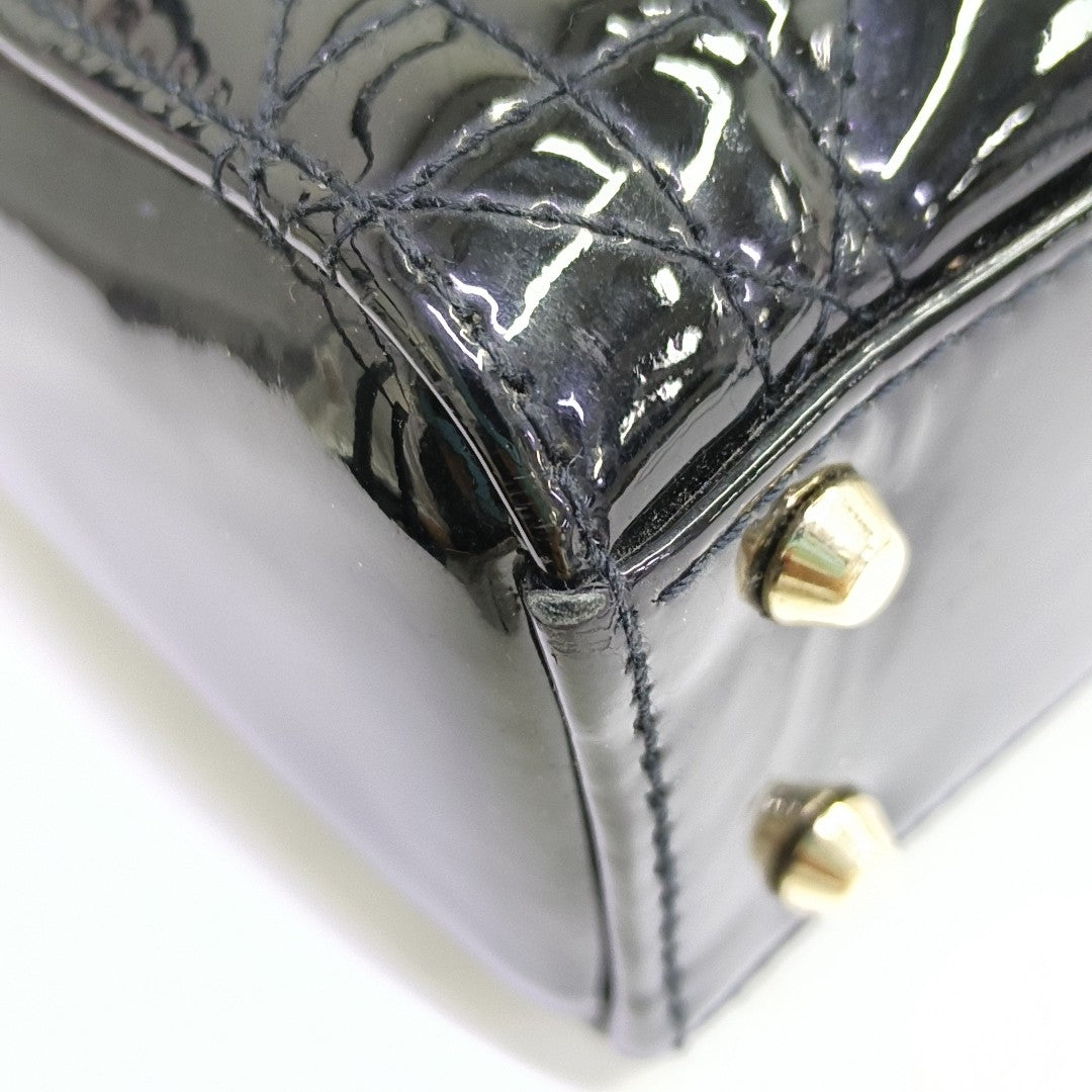 Lady Dior Mini Cannage Patent Leather Black