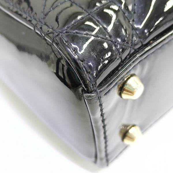 Lady Dior Mini Cannage Patent Leather Black