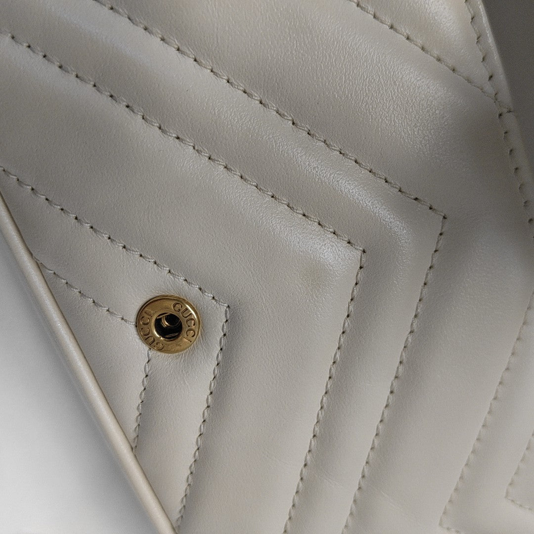 GG Marmont Mini Quilted Calfskin White