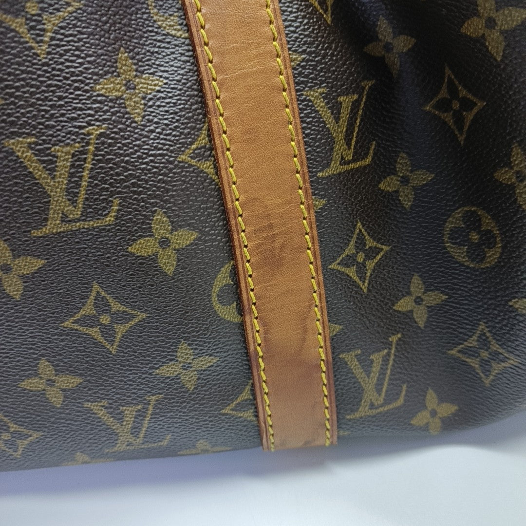 KEEPALL 50 Monogram Coated Canvas Brown