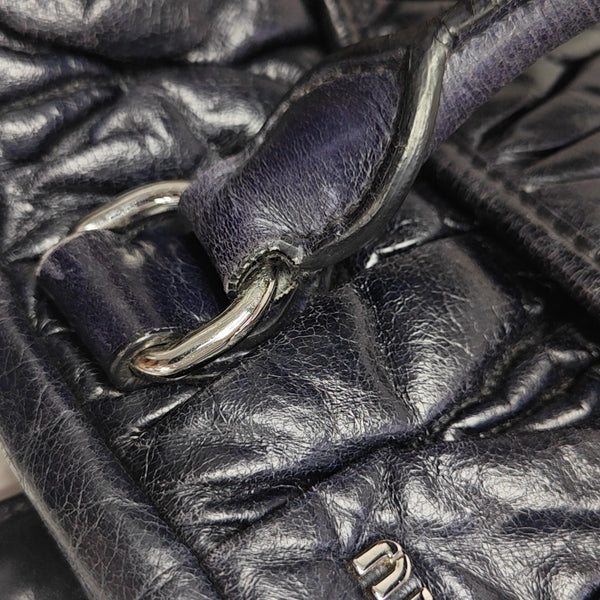 Quilted Lambskin Top Handle Bag Blue