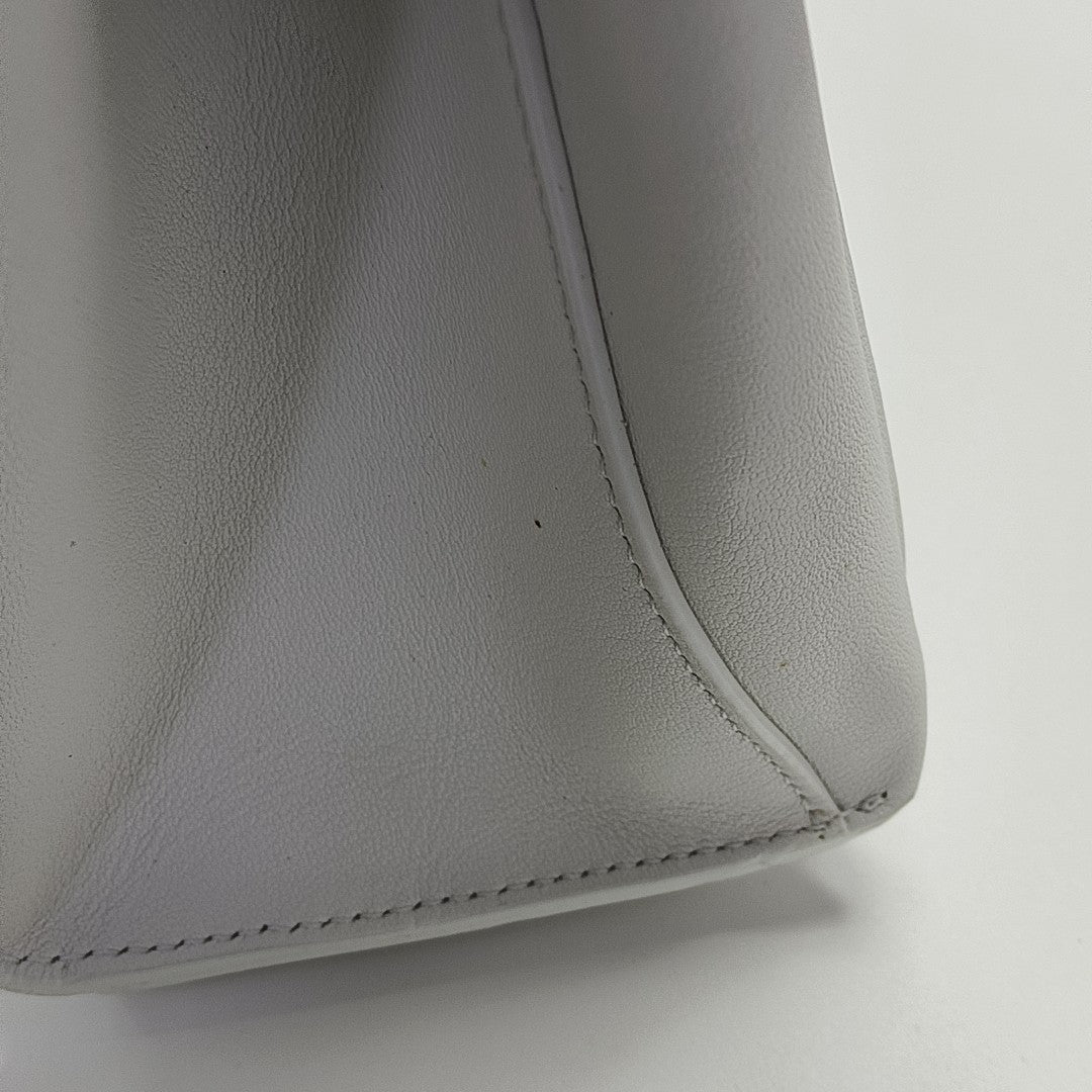 Quilted Calfskin Top Handle Bag White