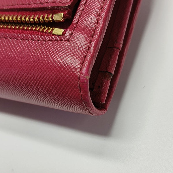 Fiocco Bow Saffiano Calfskin Red Wallet