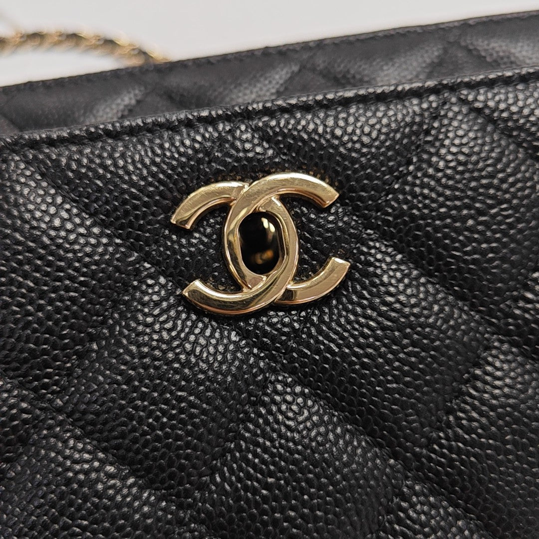 TRENDY CC Quilted Grained Calfskin Black