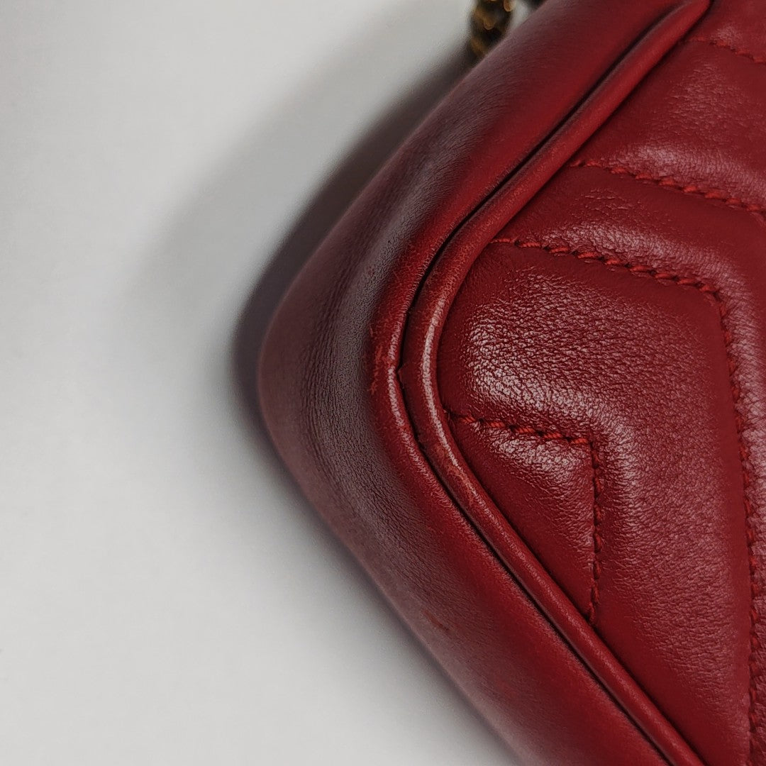 GG Marmont Mini Quilted Calfskin Red