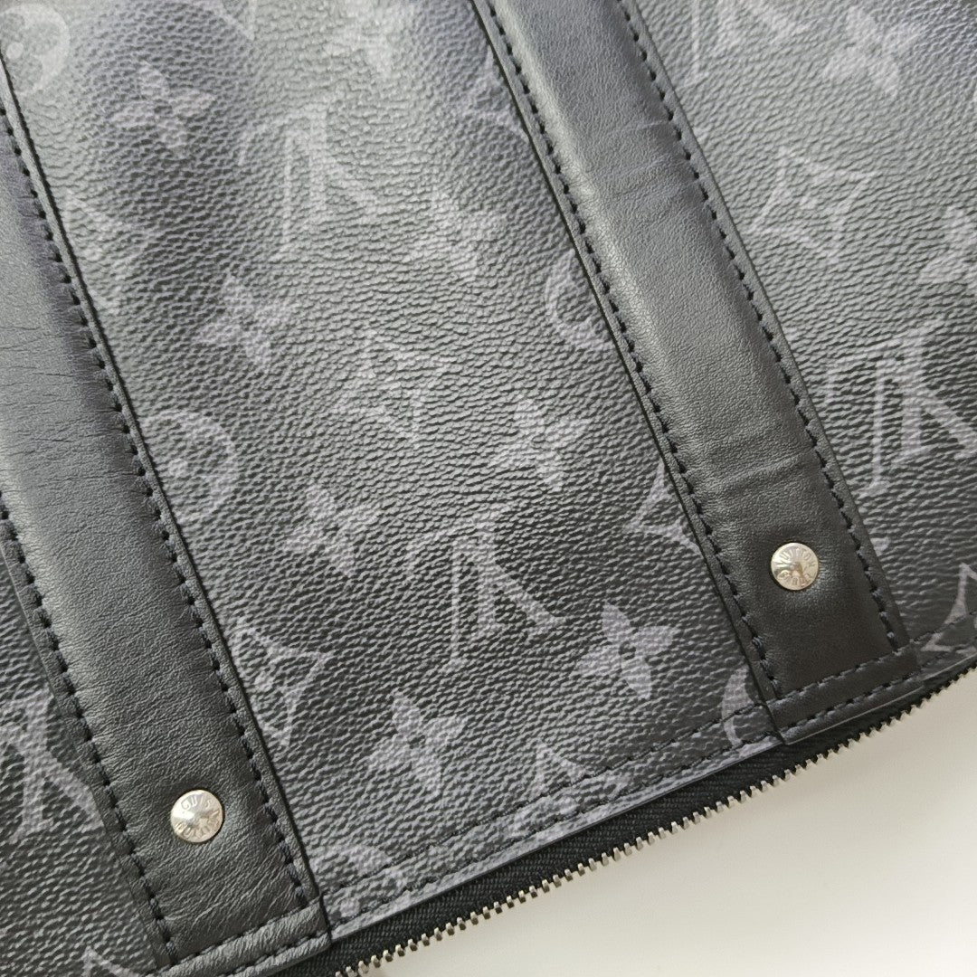 KEEPALL 25 Monogram Coated Canvas Black