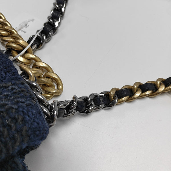 CHANEL 19 Small Quilted Fabric Blue