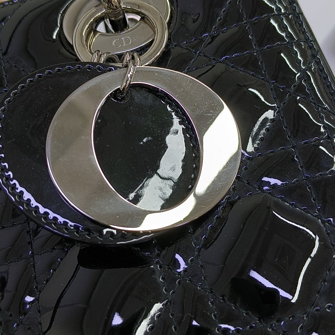 Lady Dior Medium Cannage Patent Leather Black