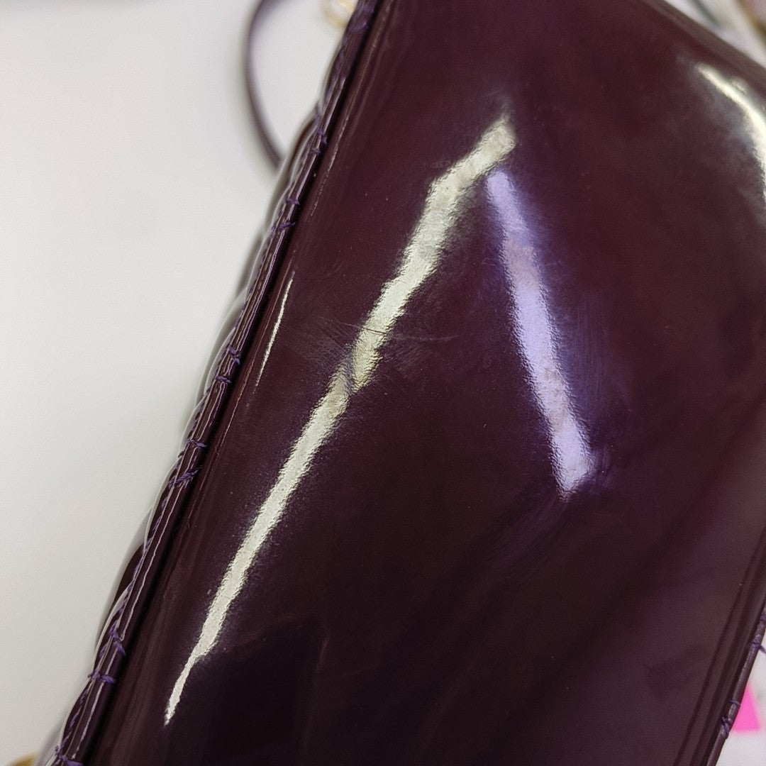 Lady Dior Medium Cannage Patent Leather Purple