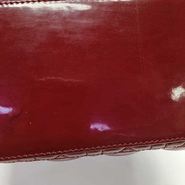 Lady Dior Medium Cannage Patent Leather Red