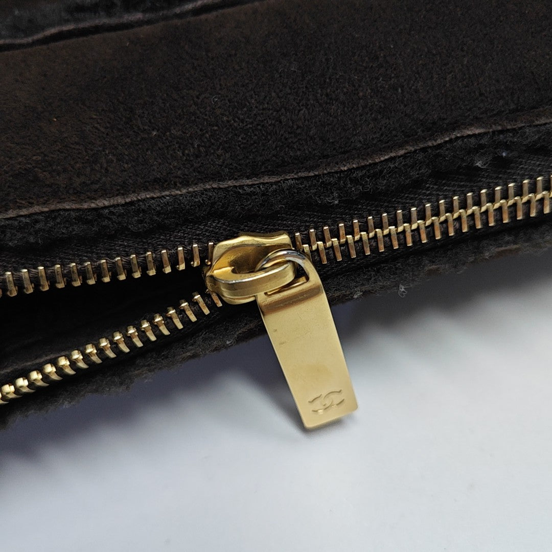Fabric Top Handle Bag Brown