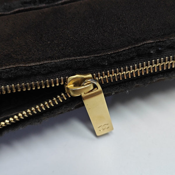 Fabric Top Handle Bag Brown