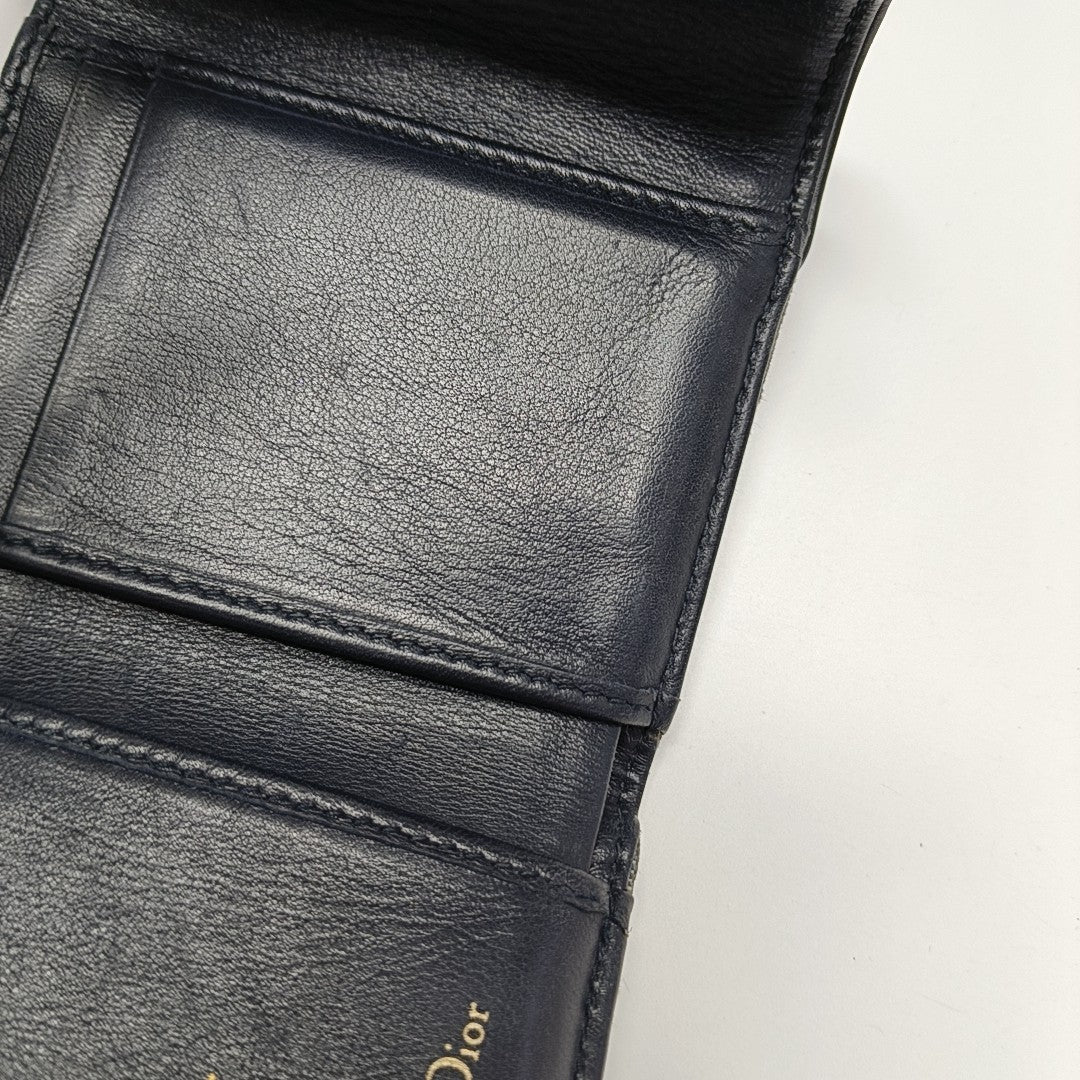 Saddle Mini Oblique Canvas Blue Wallet