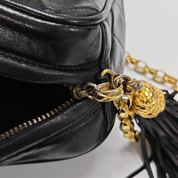 Quilted Lambskin Shoulder Bag Black