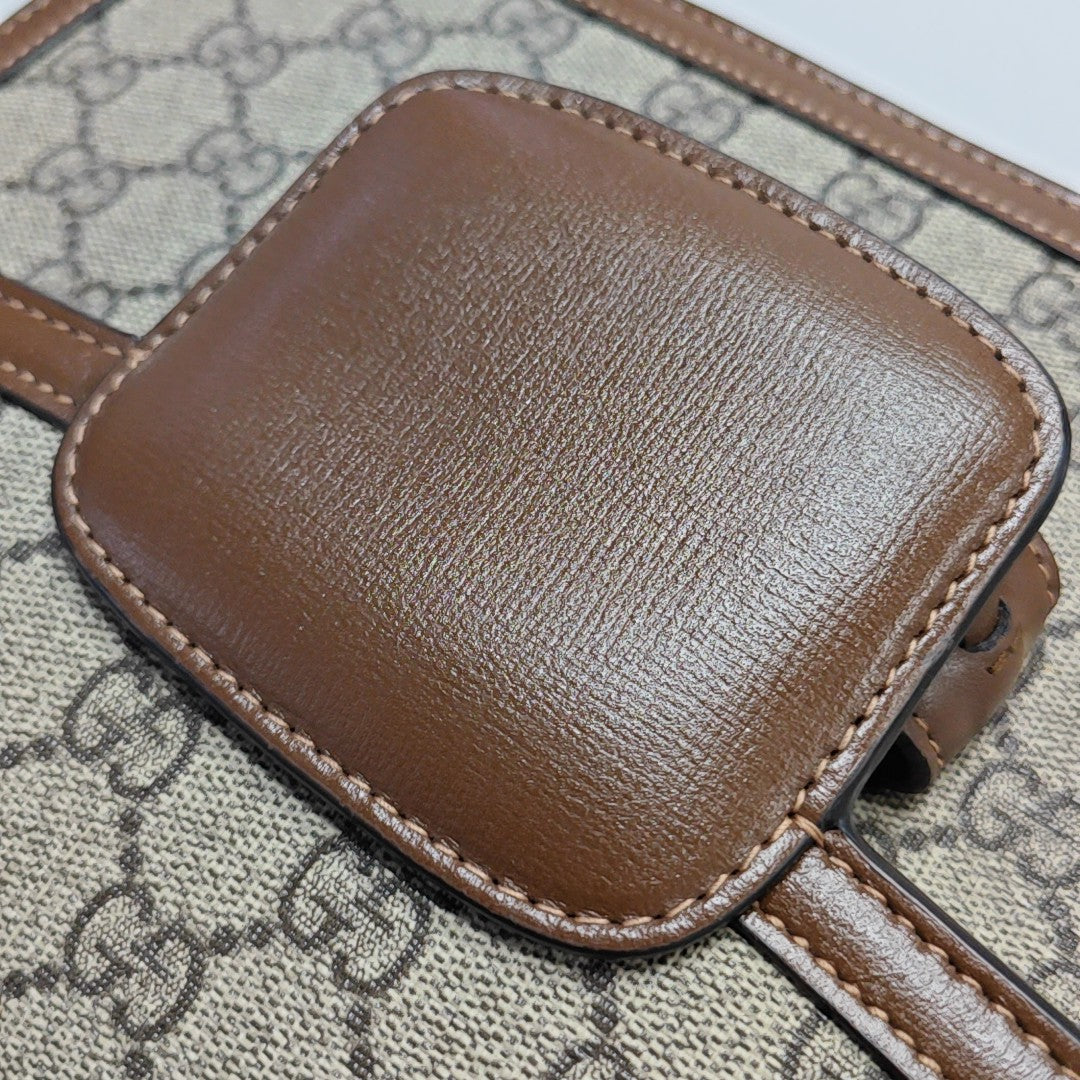 Horsebit 1955 Medium Monogram Coated Canvas Beige