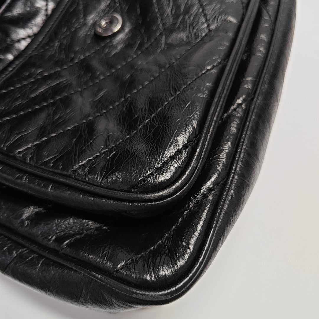 NIKI Medium Chevron Calfskin Black