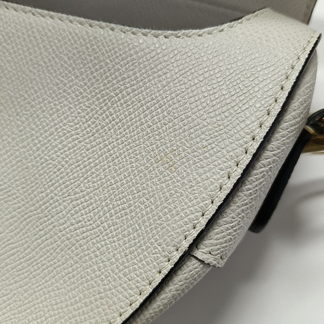 Saddle Medium Calfskin White