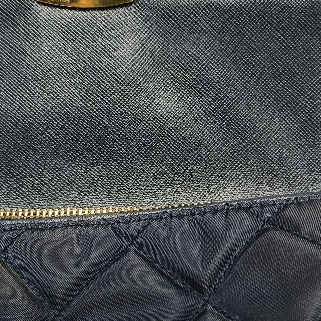 Quilted Nylon Shoulder Bag Blue