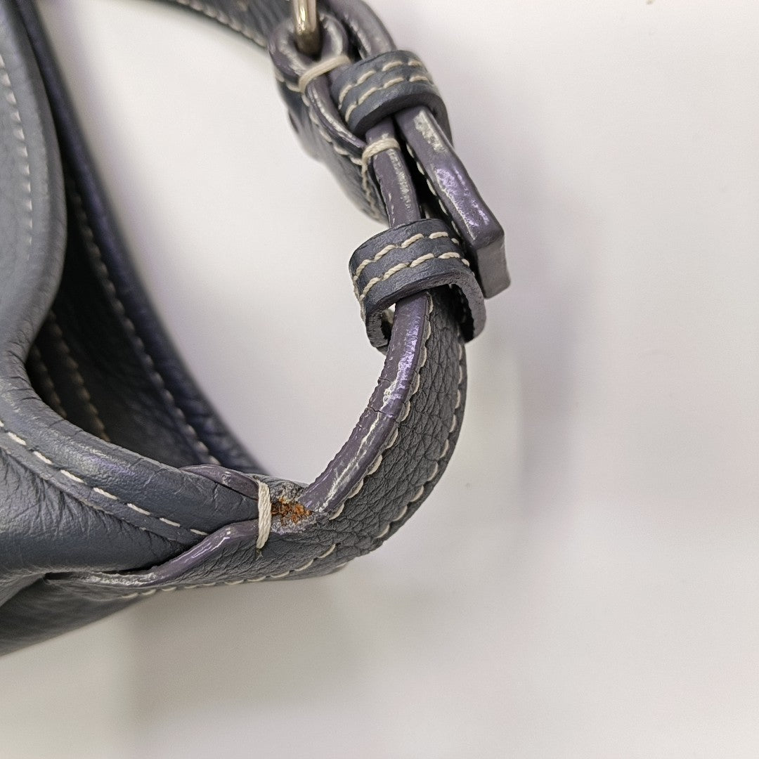 Coated Canvas Shoulder Bag Blue