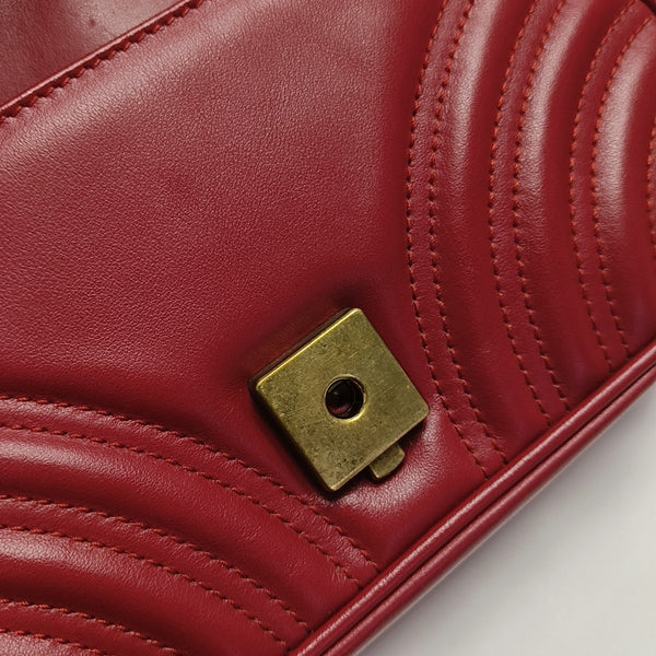 GG Marmont Small Quilted Calfskin Red