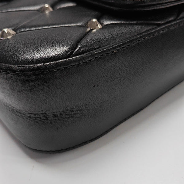 Quilted Lambskin Shoulder Bag Black