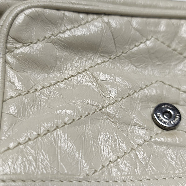 NIKI Small Chevron Calfskin White