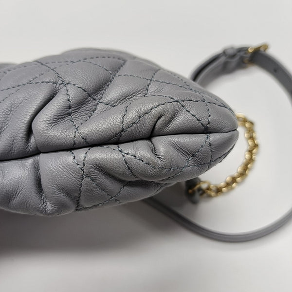 Cannage Lambskin Shoulder Bag Small Gray