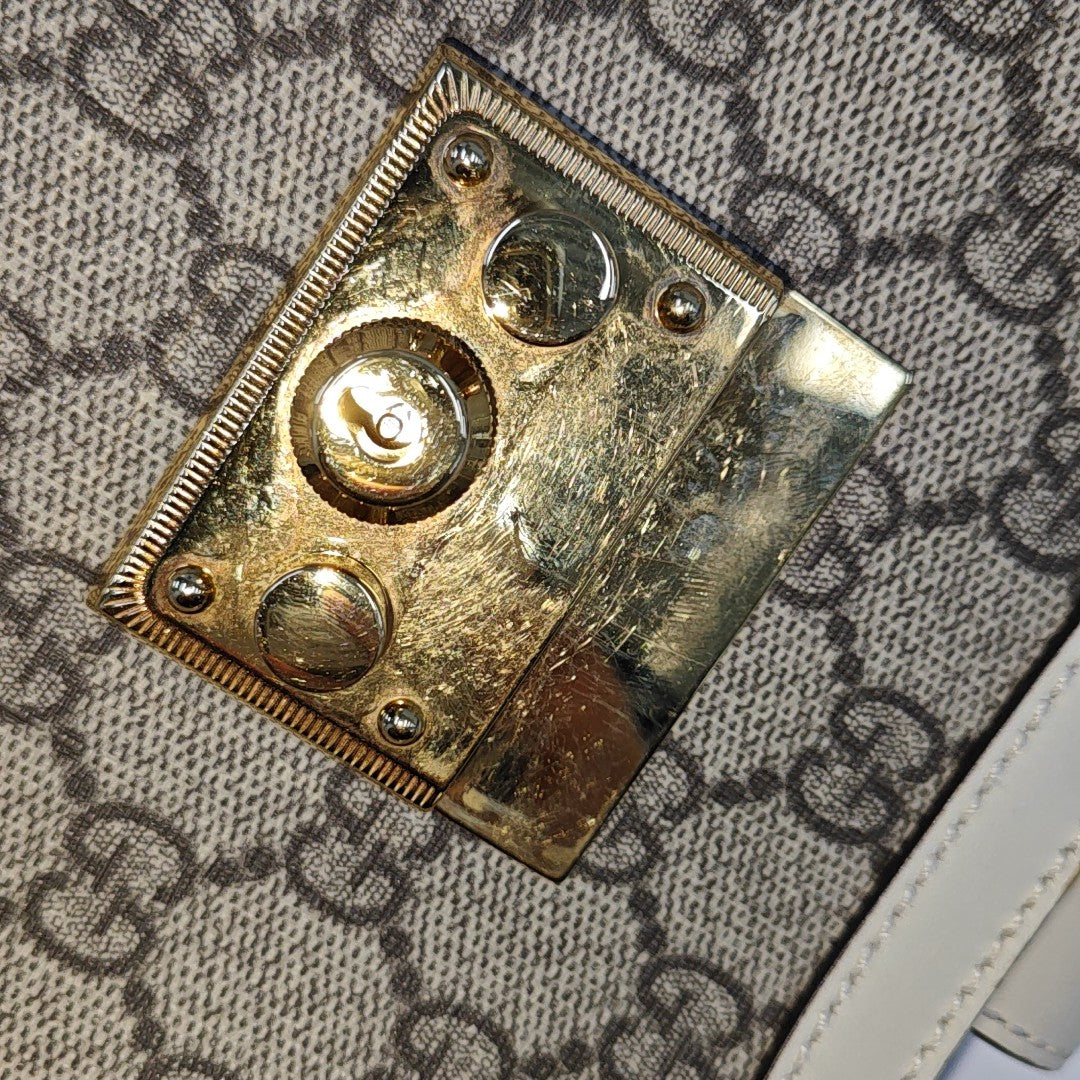 Padlock Small Monogram Coated Canvas Beige