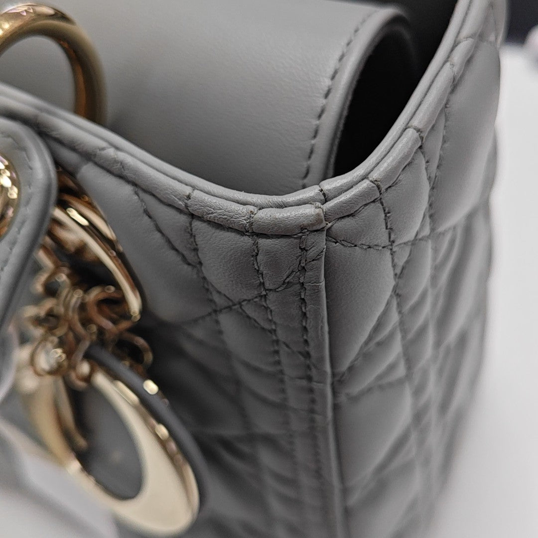 Lady Dior Medium Cannage Lambskin Gray