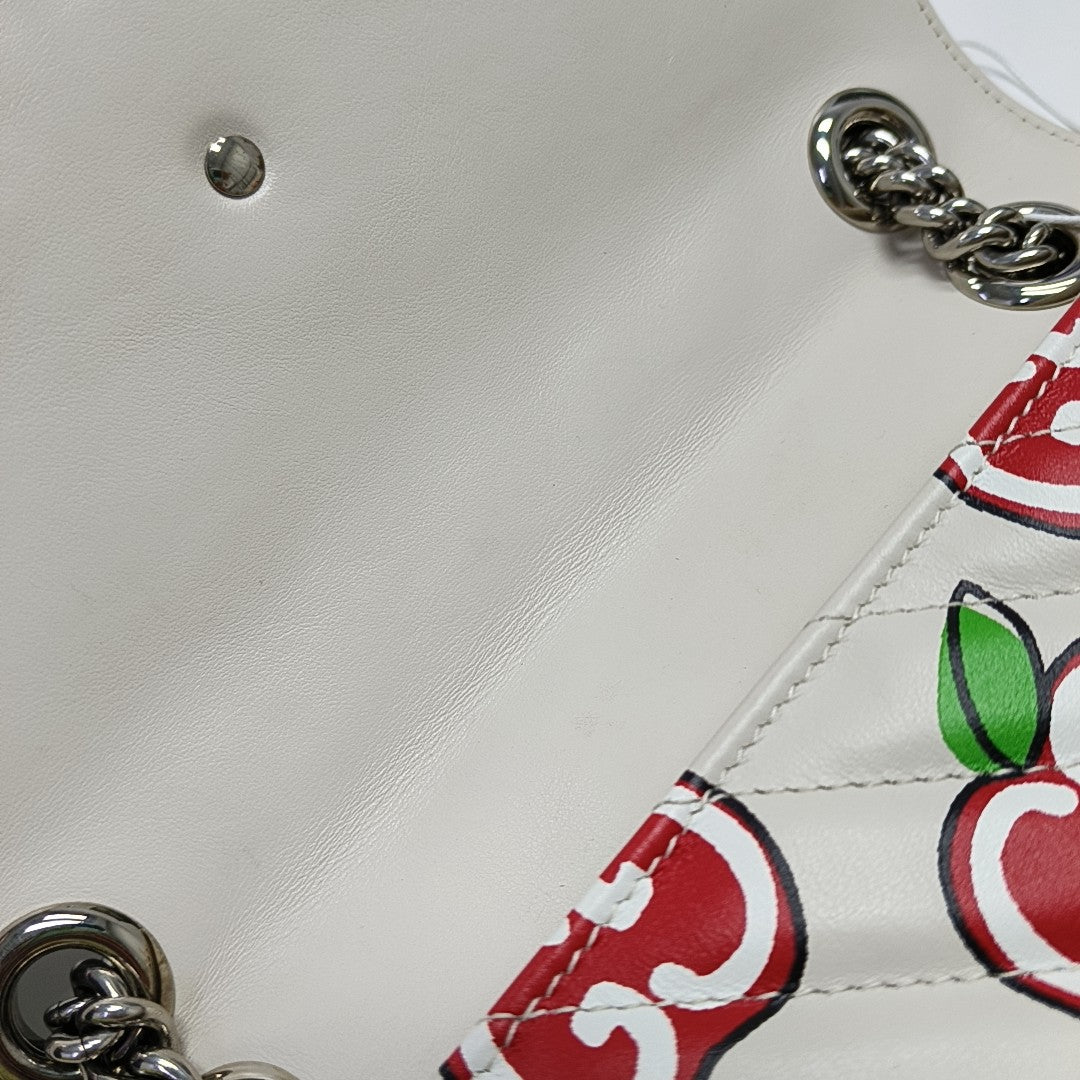 GG Marmont Medium Quilted Calfskin White